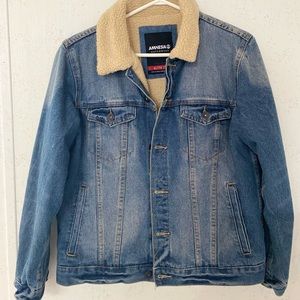 Amnesia outerwear:Shearling lined jean jacket